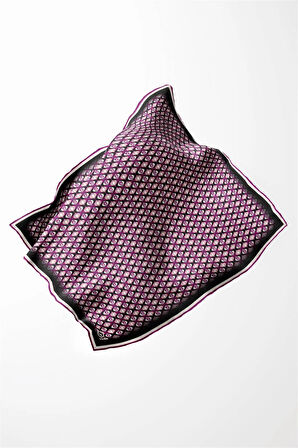 Twill Çıtır Desenli Mürdüm Renkli 90x90 Eşarp (İpek İçermez) Kenar Dikiş Şekli El Dikişli