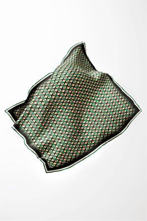Twill Çıtır Desenli Petrol Yeşili Renkli 90x90 Eşarp (İpek İçermez) Kenar Dikiş Şekli El Dikişli