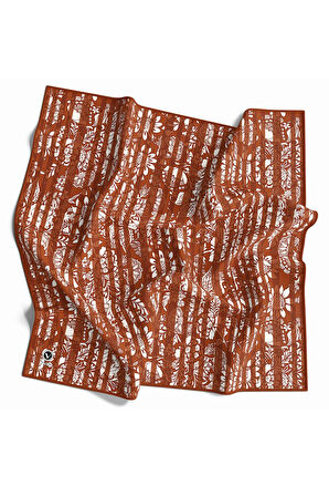 Twill Batik Şal Desenli Taba Renkli 90x90 Eşarp (İpek İçermez) Kenar Dikiş Şekli El Dikişli