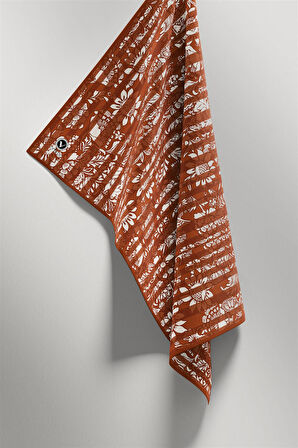 Twill Batik Şal Desenli Taba Renkli 90x90 Eşarp (İpek İçermez) Kenar Dikiş Şekli El Dikişli