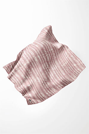 Twill Batik Şal Desenli Pudra Renkli 90x90 Eşarp (İpek İçermez) Kenar Dikiş Şekli El Dikişli