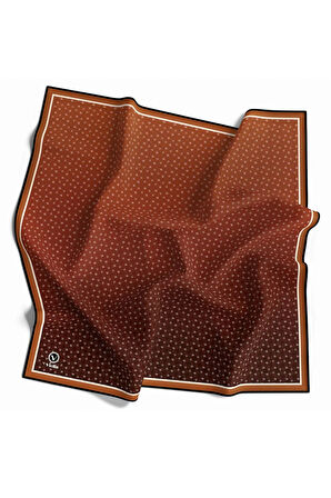 Kristal Minik Motifli Ve Degrade Desenli Turuncu Renkli 90x90 Eşarp (İpek İçermez) Kenar Dikiş Şekli El Dikişli