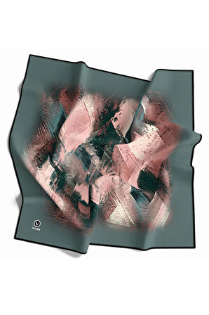 Twill Fırça Efektli Desenli Mint Yeşili Renkli 90x90 Eşarp (İpek İçermez) Kenar Dikiş Şekli El Dikişli