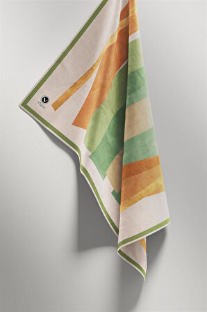 Twill Geometrik Desenli Haki Renkli 90x90 Eşarp (İpek İçermez) Kenar Dikiş Şekli El Dikişli