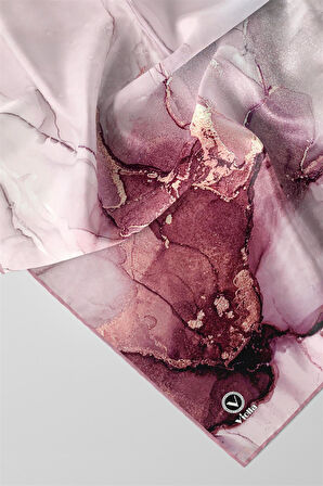 Twill Batik Desenli Pembe Renkli 90x90 Eşarp (İpek İçermez) Kenar Dikiş Şekli El Dikişli