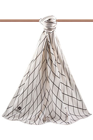 LÜKS MEDİNE İPEĞİ GEOMETRİK DESENLİ SİYAH RENKLİ 75X195 KIRIŞMAZ ŞAL MOSS KREP DİKİŞ TİPİ İTALYAN DİKİŞLİ