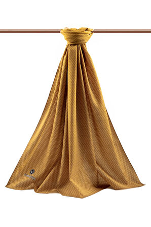 LÜKS MEDİNE İPEĞİ HASIR DESENLİ HARDAL RENKLİ 75X195 KIRIŞMAZ ŞAL MOSS KREP DİKİŞ TİPİ İTALYAN DİKİŞLİ