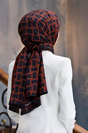 LÜKS MEDİNE İPEĞİ KARELİ DESENLİ BORDO RENKLİ 75X195 KIRIŞMAZ ŞAL MOSS KREP DİKİŞ TİPİ İTALYAN DİKİŞLİ