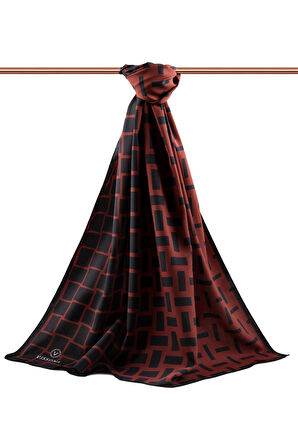 LÜKS MEDİNE İPEĞİ KARELİ DESENLİ BORDO RENKLİ 75X195 KIRIŞMAZ ŞAL MOSS KREP DİKİŞ TİPİ İTALYAN DİKİŞLİ