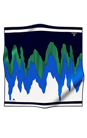 Vissona Twill İpek Eşarp Lacivert, Benetton Yeşil