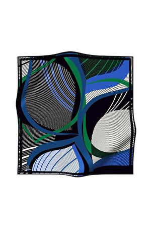 Vissona Tivil İpek Eşarp 60780 - 3 - 0001 - 0032 Siyah Saks Çizgi Desen