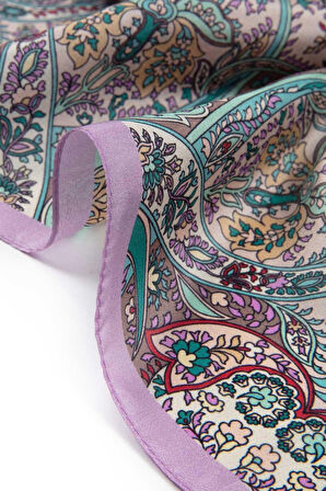 %100 İpek Etnik Desenli Pembe - Bej Renkli 92x210 Şal