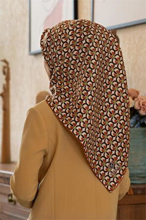 Vissona Tivil İpek Eşarp 60779 - 12 - 0014 Turuncu Soyut Desen