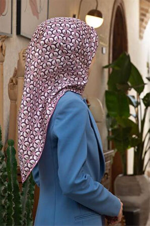 Vissona Tivil İpek Eşarp 60779 - 13 - 0019 Pudra Pembe Soyut Desen