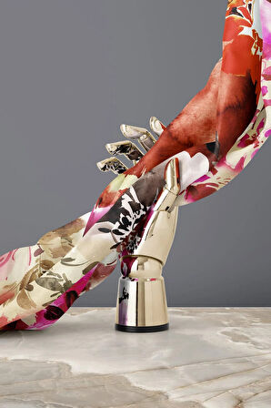 %100 Twill İpek Çiçek  Desenli Bordo - Kırmızı Renkli 90x90 Eşarp Dikim Şekli : El Dikişi