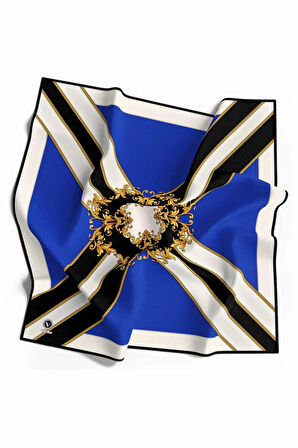 Kristal Barok Desenli Saks - Siyah Renkli 90x90 Dikim Şekli : El Dikişi Eşarp (İpek İçermez)