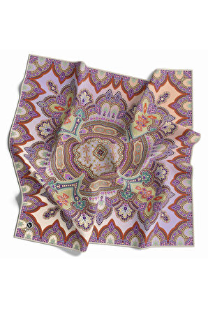 Kristal Şal Desenli Taş Renkli 90x90 Dikim Şekli : El Dikişi Eşarp (İpek İçermez)