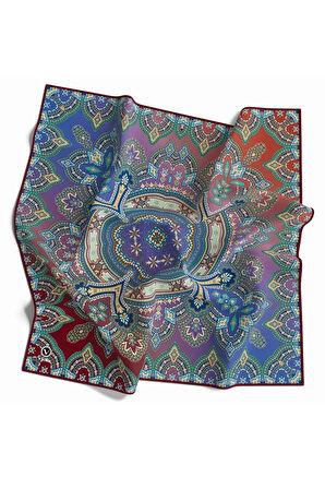 Kristal Şal Desenli Bordo Renkli 90x90 Dikim Şekli : El Dikişi Eşarp (İpek İçermez)