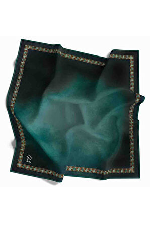 Kristal Bordür Desenli Petrol Yeşili Renkli 90x90 Dikim Şekli : El Dikişi Eşarp (İpek İçermez)