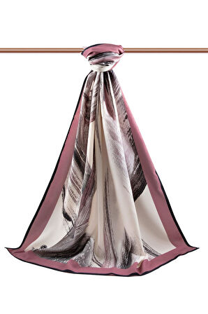 LÜKS MEDİNE İPEĞİ FIRÇA DESENLİ PUDRA RENKLİ 75X195 KIRIŞMAZ ŞAL MOSS KREP DİKİŞ TİPİ İTALYAN DİKİŞLİ