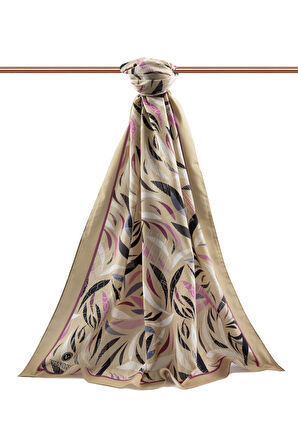 LÜKS MEDİNE İPEĞİ GEOMETRIK DESENLİ MOR RENKLİ 75X195 KIRIŞMAZ ŞAL MOSS KREP DİKİŞ TİPİ İTALYAN DİKİŞLİ