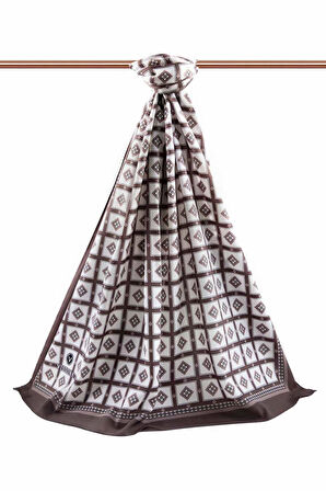 LÜKS MEDİNE İPEĞİ KARE DESENLİ VİZON RENKLİ 75X195 KIRIŞMAZ ŞAL MOSS KREP DİKİŞ TİPİ İTALYAN DİKİŞLİ