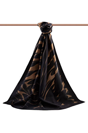 LÜKS MEDİNE İPEĞİ GEOMETRİK DESENLİ VİZON RENKLİ 75X195 KIRIŞMAZ ŞAL MOSS KREP DİKİŞ TİPİ İTALYAN DİKİŞLİ