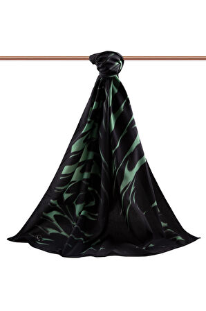 LÜKS MEDİNE İPEĞİ GEOMETRİK DESENLİ MİNT YEŞİLİ RENKLİ 75X195 KIRIŞMAZ ŞAL MOSS KREP DİKİŞ TİPİ İTALYAN DİKİŞLİ