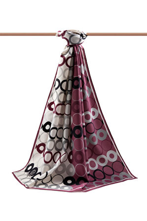 LÜKS MEDİNE İPEĞİ GEOMETRİK DESENLİ GÜL KURUSU RENKLİ 75X195 KIRIŞMAZ ŞAL MOSS KREP DİKİŞ TİPİ İTALYAN DİKİŞLİ