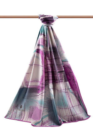 LÜKS MEDİNE İPEĞİ GEOMETRİK DESENLİ PEMBE RENKLİ 75X195 KIRIŞMAZ ŞAL MOSS KREP DİKİŞ TİPİ İTALYAN DİKİŞLİ