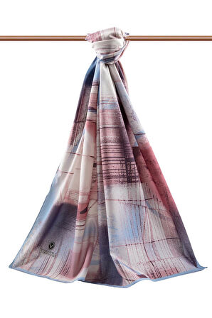 LÜKS MEDİNE İPEĞİ GEOMETRİK DESENLİ BEBE MAVİSİ RENKLİ 75X195 KIRIŞMAZ ŞAL MOSS KREP DİKİŞ TİPİ İTALYAN DİKİŞLİ