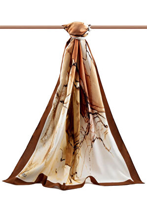 LÜKS MEDİNE İPEĞİ BATİK DESENLİ HARDAL RENKLİ 75X195 KIRIŞMAZ ŞAL MOSS KREP DİKİŞ TİPİ İTALYAN DİKİŞLİ