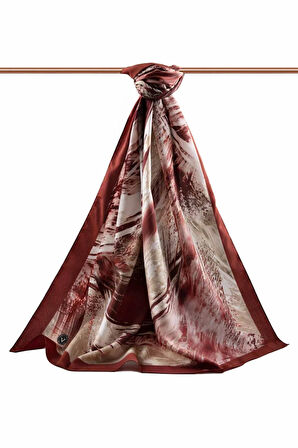 LÜKS MEDİNE İPEĞİ FIRÇA DESENLİ BORDO RENKLİ 75X195 KIRIŞMAZ ŞAL MOSS KREP DİKİŞ TİPİ İTALYAN DİKİŞLİ