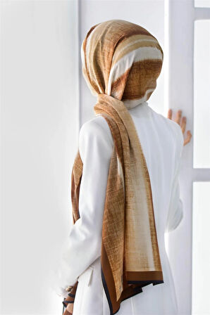 LÜKS MEDİNE İPEĞİ BATİK DESENLİ TABA RENKLİ 75X195 KIRIŞMAZ ŞAL MOSS KREP DİKİŞ TİPİ İTALYAN DİKİŞLİ