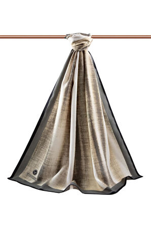 LÜKS MEDİNE İPEĞİ BATİK DESENLİ GRİ - BEJ RENKLİ 75X195 KIRIŞMAZ ŞAL MOSS KREP DİKİŞ TİPİ İTALYAN DİKİŞLİ