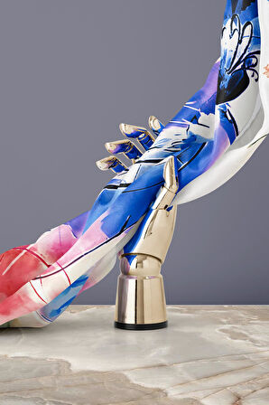 %100 Twill İpek Sulu Boya Çiçek Desenli Saks Renkli 90x90 Eşarp Dikim Şekli : El Dikişi