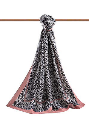 LÜKS MEDİNE İPEĞİ LEOPAR DESENLİ TABA RENKLİ 75X195 KIRIŞMAZ ŞAL MOSS KREP DİKİŞ TİPİ İTALYAN DİKİŞLİ