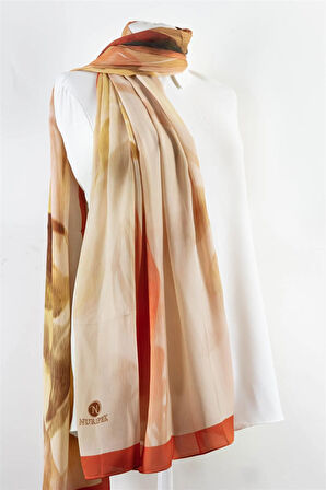 SÜVARİ ŞAL ÇİÇEK DESENLİ NAR ÇİÇEĞİ - FISTIK YEŞİLİ RENKLİ 75X210 ŞAL İTALYAN DİKİŞLİ