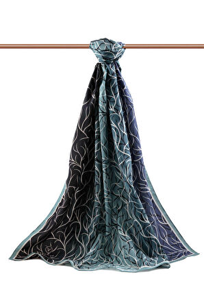 LÜKS MEDİNE İPEĞİ GEOMETRİK DESENLİ MİNT YEŞİLİ RENKLİ 75X195 KIRIŞMAZ ŞAL MOSS KREP DİKİŞ TİPİ İTALYAN DİKİŞLİ