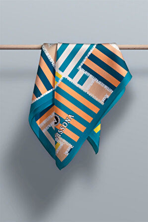 SATEN İPEK GEOMETRİK DESENLİ KADIN FULAR