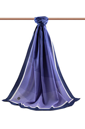 LÜKS MEDİNE İPEĞİ GEOMETRİ DESENLİ LACİVERT RENKLİ 75X195 KIRIŞMAZ ŞAL MOSS KREP DİKİŞ TİPİ İTALYAN DİKİŞLİ