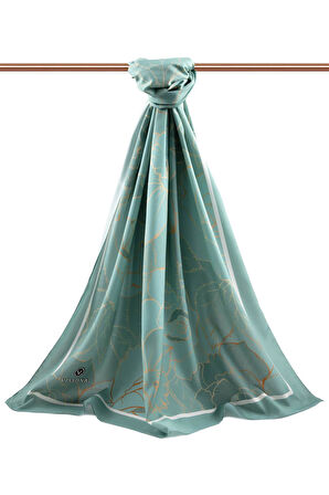 LÜKS MEDİNE İPEĞİ ÇİÇEK DESENLİ MİNT YEŞİLİ RENKLİ 75X195 KIRIŞMAZ ŞAL MOSS KREP DİKİŞ TİPİ İTALYAN DİKİŞLİ