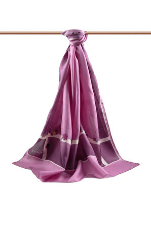 %100 İpek Çiçek Desenli Pembe Renkli 92x210 Şal