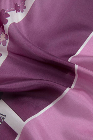 %100 İpek Çiçek Desenli Pembe Renkli 92x210 Şal