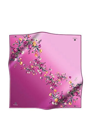 Vissona Tivil İpek Eşarp 60849 - 6 - 0024 Pembe Yaprak Desen