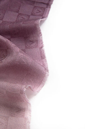 Vissona %57 İPEK %43 PAMUK Degrade Desenli Pudra 2 Renkli Şal -  70x190 Dikiş Tipi İtalyan Dikişli