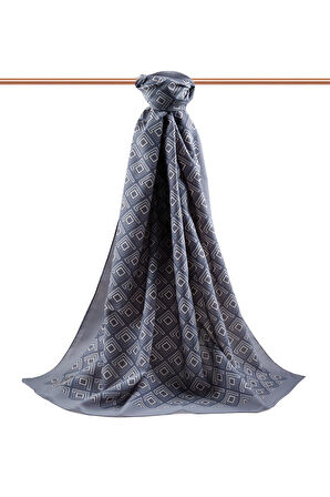 LÜKS MEDİNE İPEĞİ MİNİ MOTİF DESENLİ GRİ RENKLİ 75X195 KIRIŞMAZ ŞAL MOSS KREP DİKİŞ TİPİ İTALYAN DİKİŞLİ