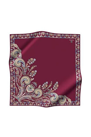 Vissona Tivil İpek Eşarp 60866 - 25 - 0018 Bordo Etnik Desen