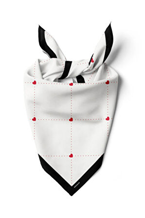A50 Kadın Kare Kalp Desenli Bandana 50x50 DG0268-22