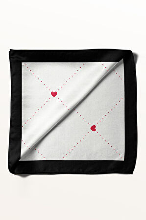 A50 Kadın Kare Kalp Desenli Bandana 50x50 DG0268-22